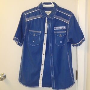 Blue short sleeved button up